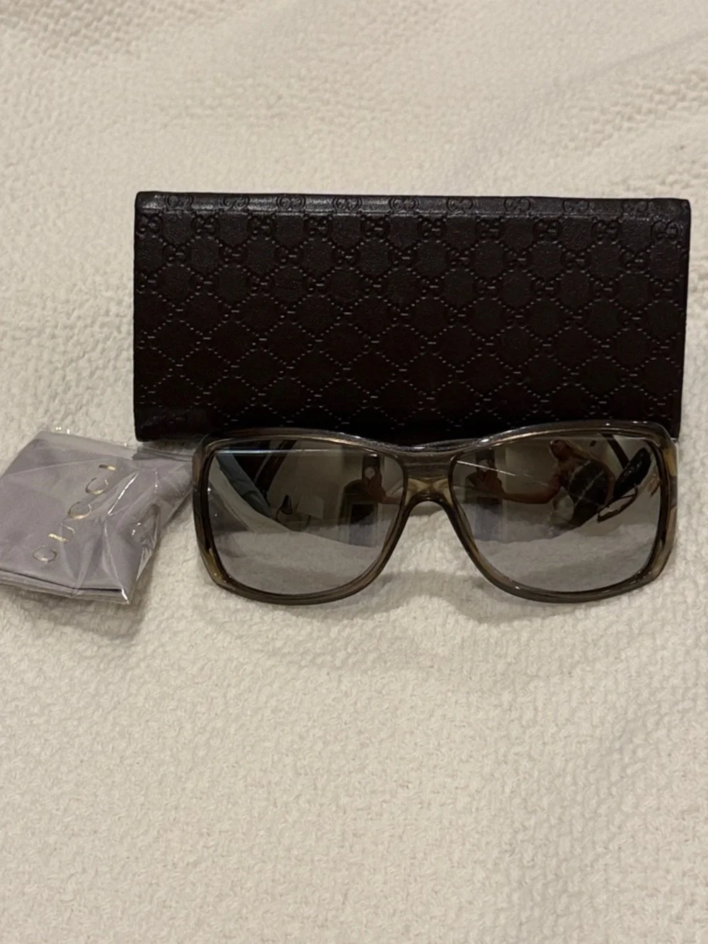 Gucci Brown Gradient Lens Oversized Sunglasses with Logo Case